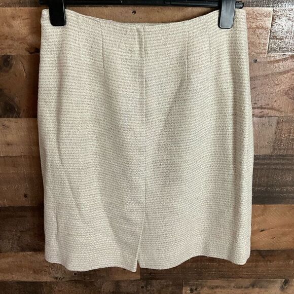 Westbrook Skirt All Silk Zipper Button Back Cream Pink Blue Pastel Weave Size 14 - Picture 7 of 8